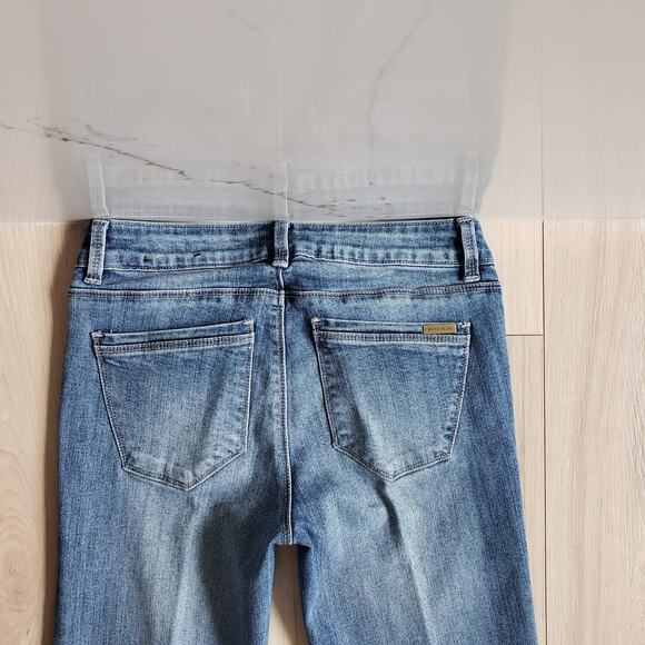 WHBM Jeans Womens 2 Slim Crop Flare Demin Capri Slits Low Rise Western Y2K Pants - Picture 9 of 14